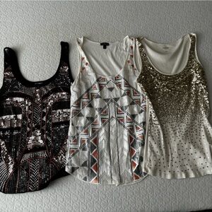 3 Express tank tops medium sequined bling